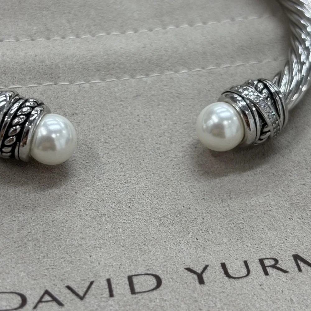 David Yurman Silver Bracelet with Pearls 7mm - Picture 5 of 5
